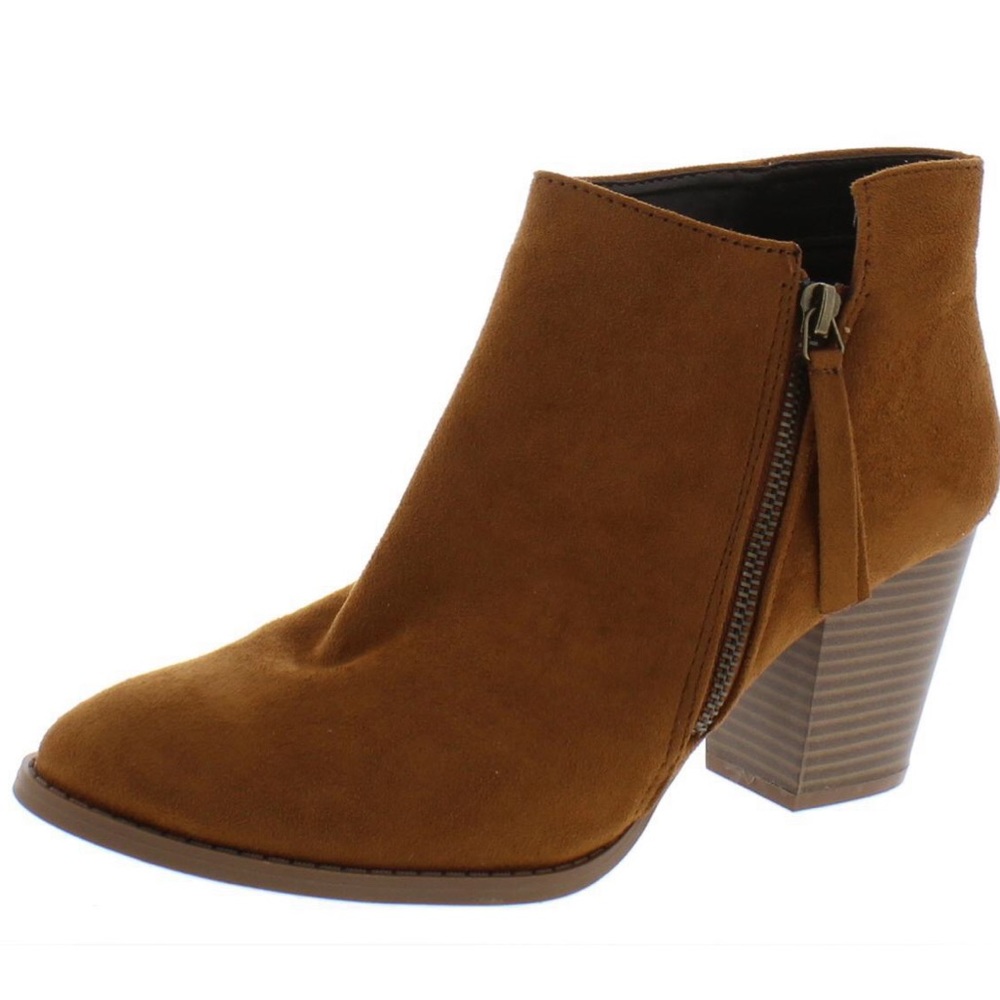 Qupid Tyson Ankle Boots Suede Block Heel Size 7